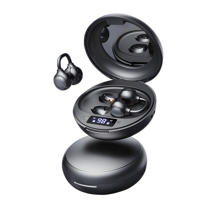 SOULBOOM 오픈형 클립형 불루투스 이어폰 고음질 메이크업 거울 무선 이어폰 V6.0 편안 착용 c타입, 블랙, M156