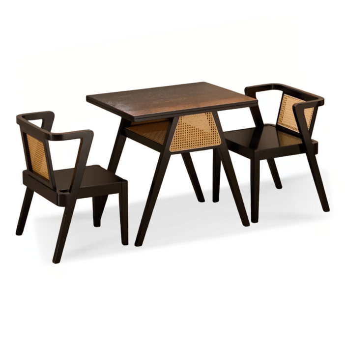 이센시아 모던 2인용식탁세트 원목식탁 식탁의자세트, 블랙