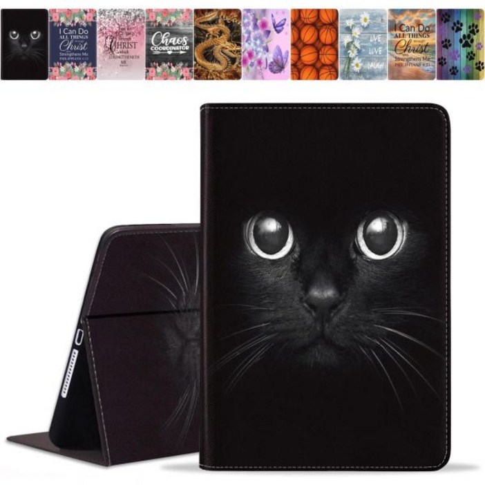 갤럭시 탭 S6 라이트 케이스 20222020 SMP610P613P615P619 자동 웨이크슬립 기능이 있는 슬림 PU 가죽 폴리오 스마트 커버 귀여운고양이 얼굴