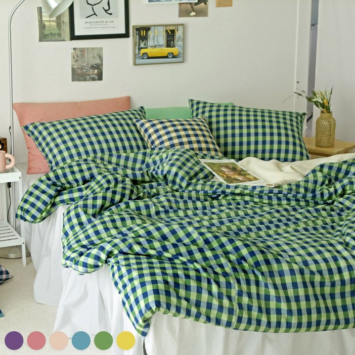 유행하는 트렌디 체커보드 파운드 체크 이불커버 베개커버 단품 세트 6color SSQ