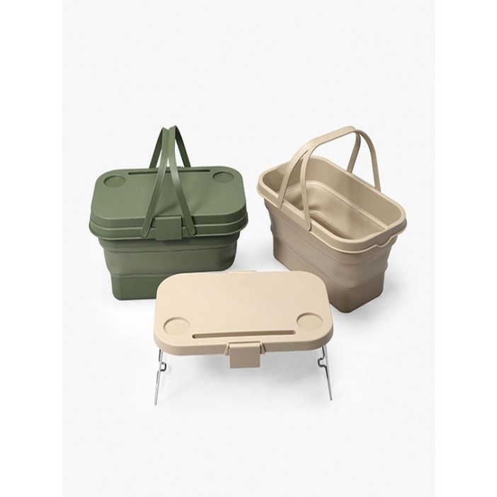 문캠핑 캠핑용 피크닉용 공원나들이용 폴딩 핸들 바스켓 16L