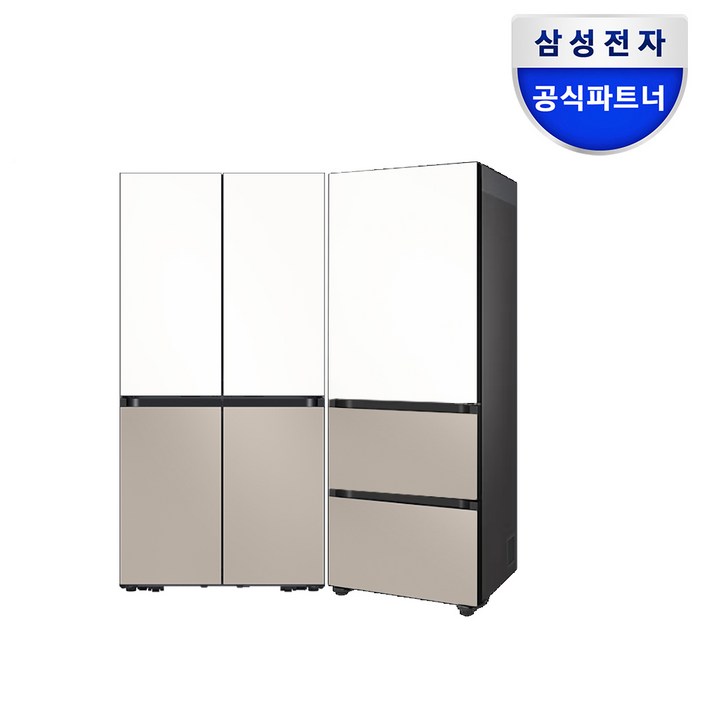 삼성 비스포크 키친핏 냉장고 김치냉장고 세트 RM70F63R2ZGRQ33DB74D2AP 화이트베이지