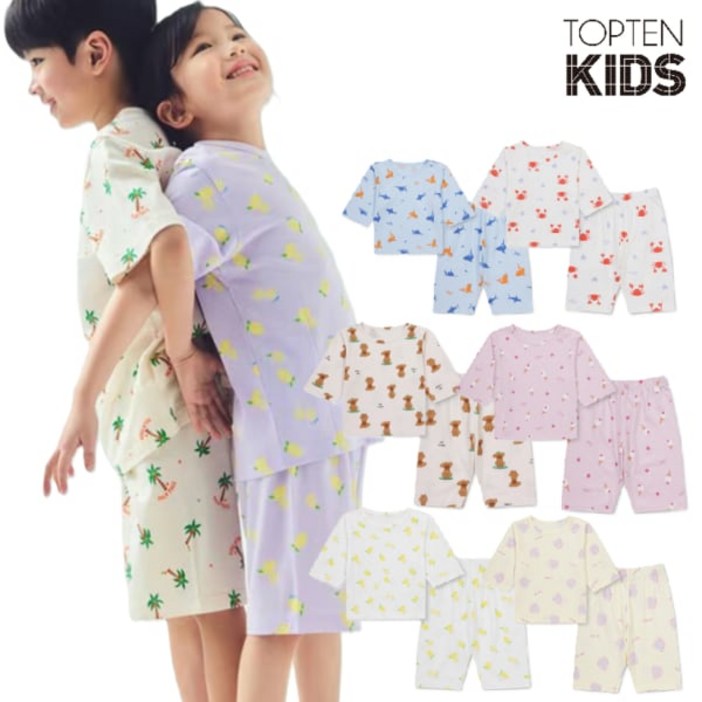 탑텐키즈 25년SS 공용 뱀부 라운지 셋업베이비키즈 7부반팔MKF2UI3002 404299