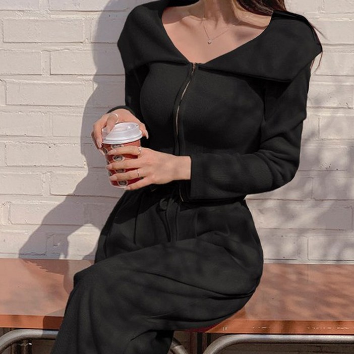 떳다그녀  스위프트 빅카라 투웨이 집업 트레이닝 셋업 츄리닝 투피스 꾸안꾸 데일리 와이드팬츠 세트