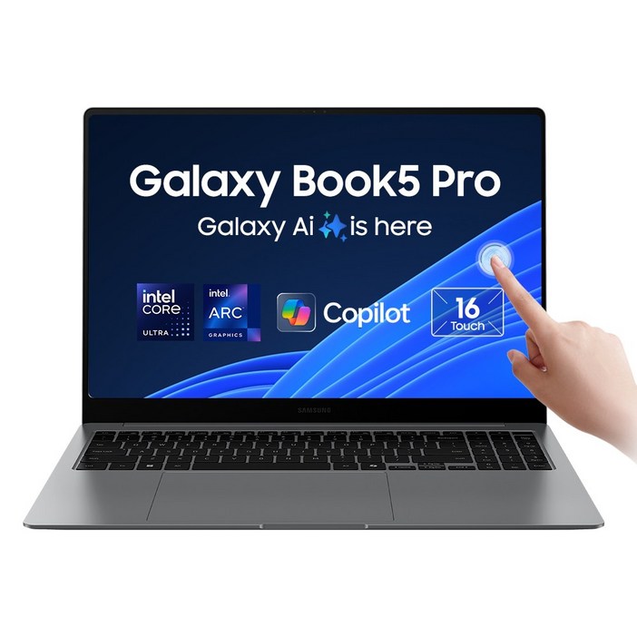 삼성전자 갤럭시북5 프로 H NT965XHWA51A 인텔 울트라5 애로우레이크 16인치 삼성 노트북 고해상도 터치 스크린 사무용 노트북 기업용 노트북 대학생 노트북, NT965XHWA51A, WIN11 Home, 16GB, 1TB, 그레이