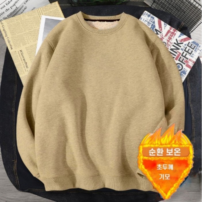 가을 겨울 두꺼운 오버핏 맨투맨 기모 후드티 커플용 맨투맨 남녀공용 오버핏 보온 후티