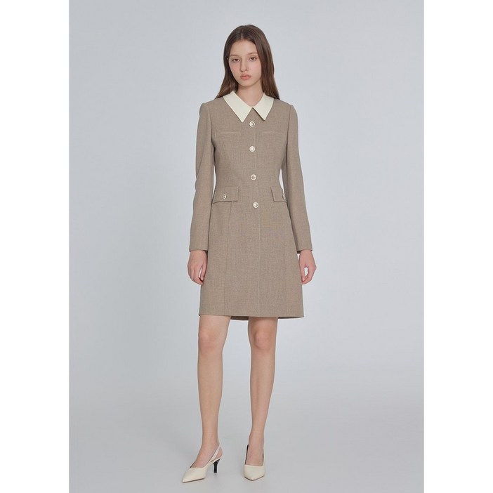 백화점출고 잇미샤 하객룩 디테처블 배색 카라 원피스 ITP9WOP730 상견례 정장 여성 롱