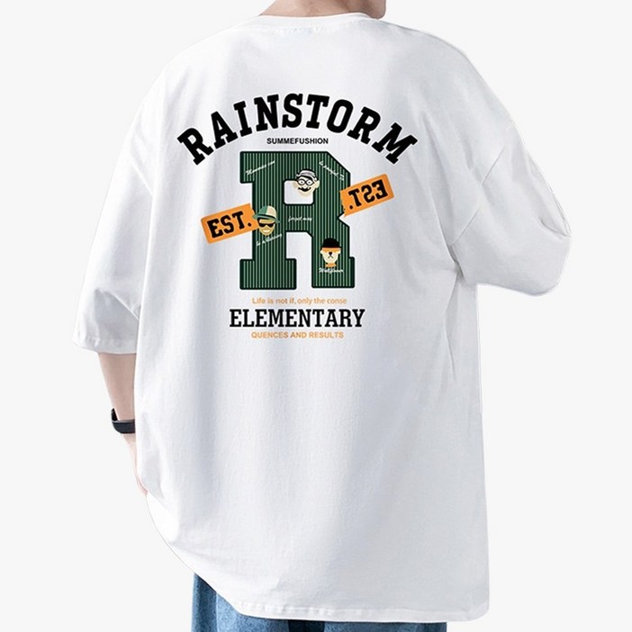 모던바이브 남자 프린팅 오버핏 반팔티 반팔 티셔츠