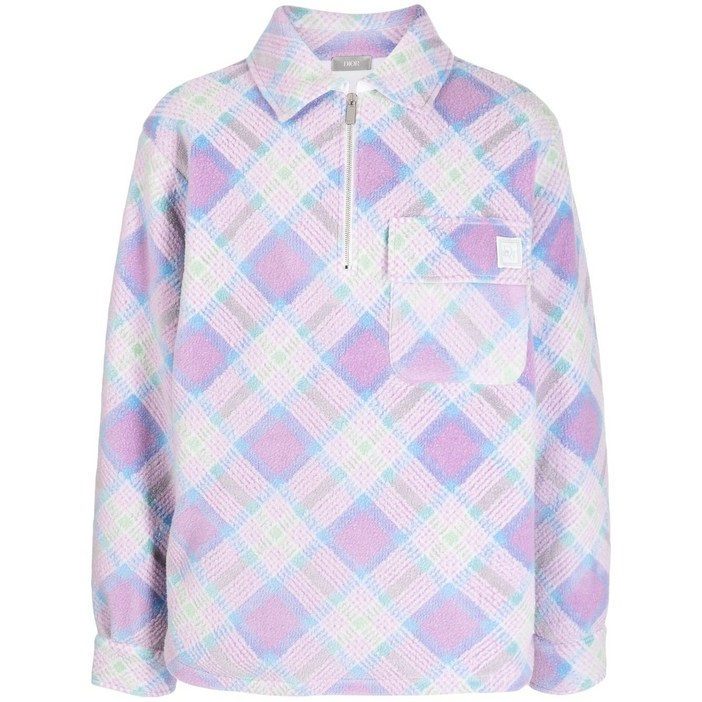 디올 로고 패치 하프 지퍼 패턴 스웨트셔츠