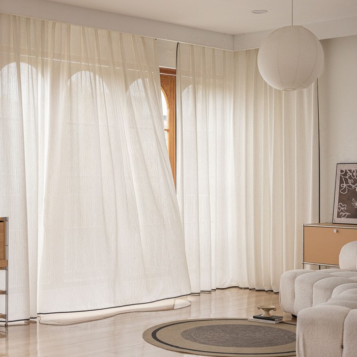 린넨스타일 쉬폰 커튼 사계절 사용 2장세트 아일렛형