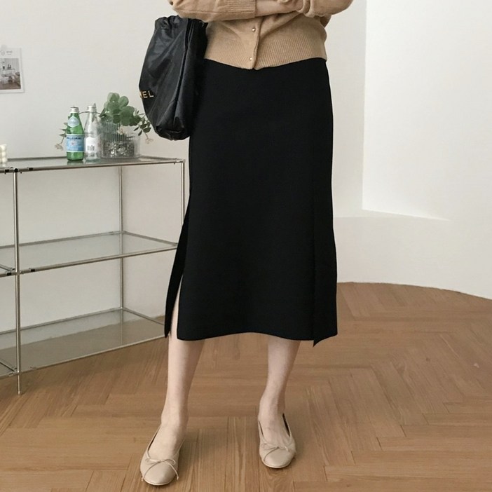 럭키제이 슬림 사이드 트임 스커트 국내제작 빅사이즈 여성용 55 66 77 88 99