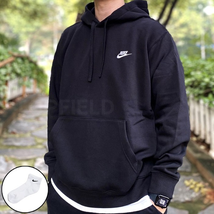 나이키 후드 남성 블랙 긴팔 티셔츠 맨투맨 커플 후디 [국내매장AS]