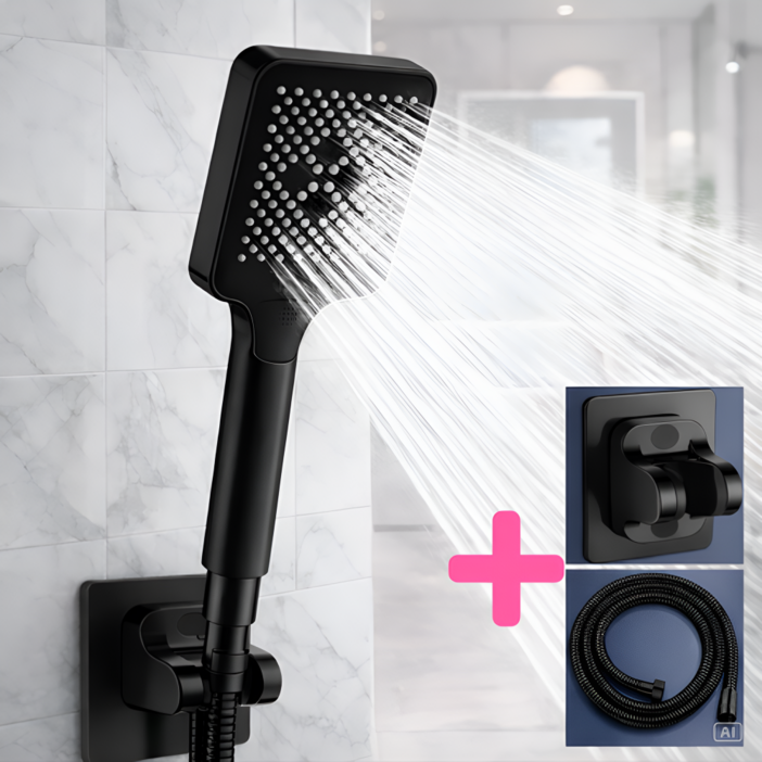 수엘리 폭풍 수압상승 샤워기헤드 호수 거치대 세트