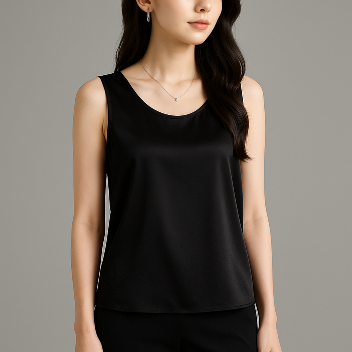 그레이스153 실크 새틴 라운드 나시 민소매 끈 이너 여성 나시티