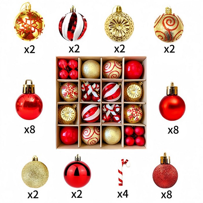 크리스마스 성탄 오너먼트 트리 장식품 데코용품 장식볼 세트KMSDGQ11, 1세트, 모델 A 전시