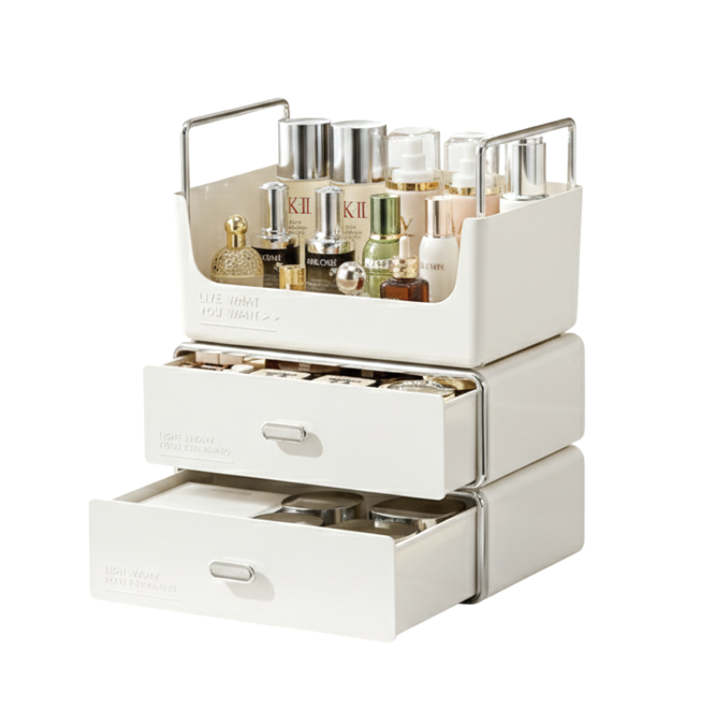 화장품 정리함 향수 진열대 모던 스퀘어 수납함, 1세트, 화이트