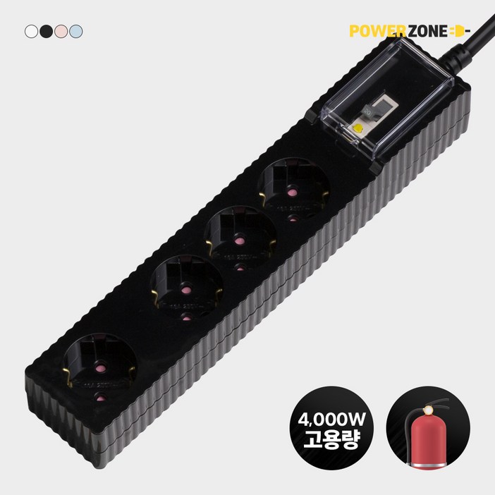 웨이브 자동소화 고용량 멀티탭 누전차단 4구 50cm 1.5m 3m 5m 7m 에어컨 전용 대용량멀티탭, 1개