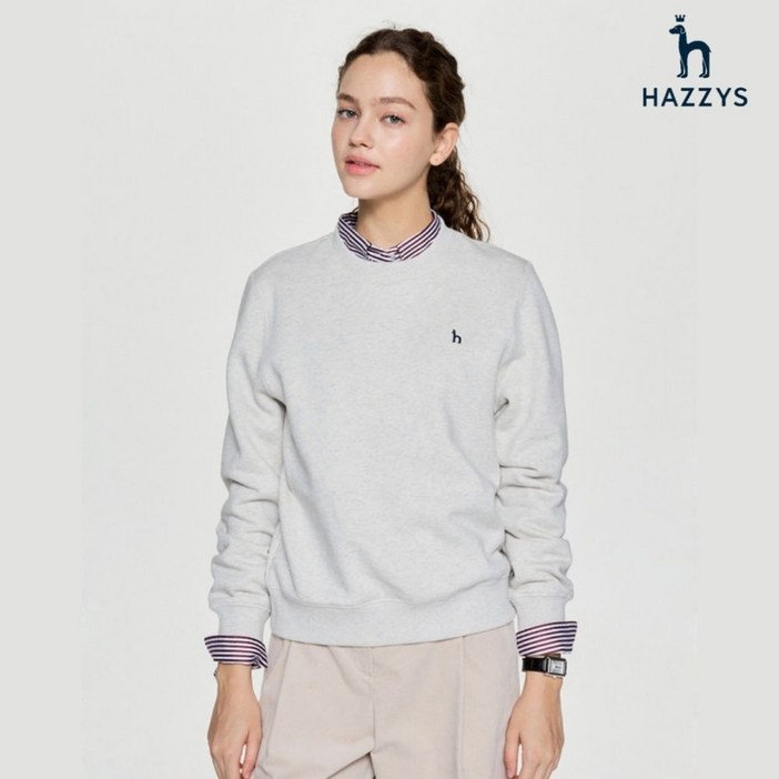백화점정품 25년SS 헤지스레이디스 HAZZYS 25FW 아이코닉 SETUP 코튼 블렌드 기모 스웨트셔츠 HSTS5D901 5D901