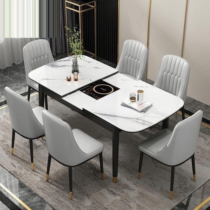 대리석식탁 확장형 인덕션식탁 6인용세라믹식탁 접이식테이블 이케아