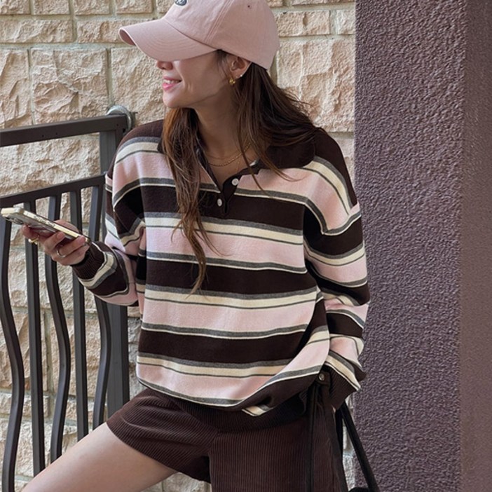 [난닝구]부딘드 스트라이프카라니트