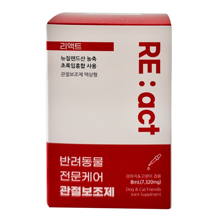 조인트커넥션 강아지 고양이 관절 슬개골 액상 드랍 보조제 영양제 액상형 리액트 리엑트, 1개, 뼈관절강화, 30회분