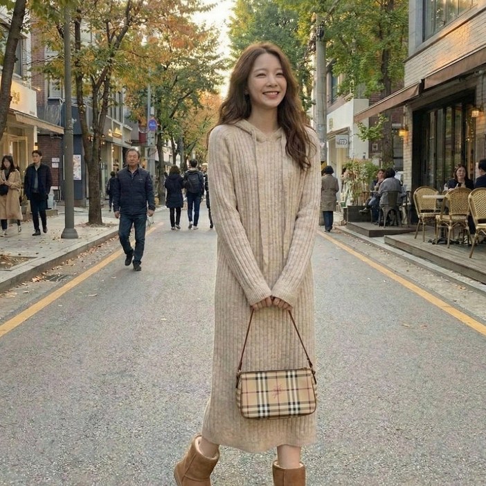 라피보 꾸안꾸 루즈핏 긴팔 니트 원피스