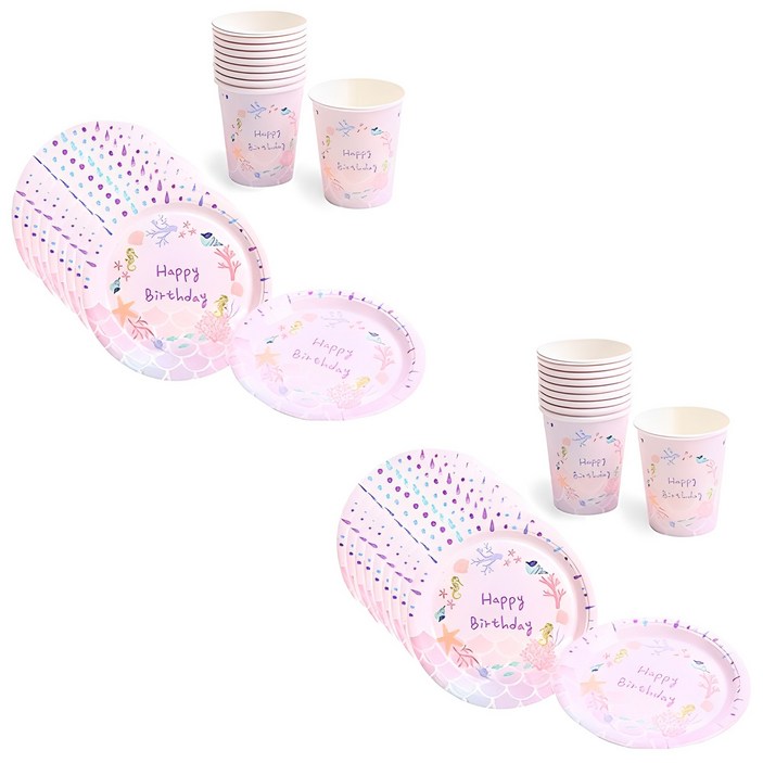 파티해 생일 파티접시 18cm 20p 파티컵 20p 세트 인어공주, 20개, 1세트 파티해 생일 파티접시 18cm 20p 파티컵 20p 세트 인어공주, 20개, 1세트