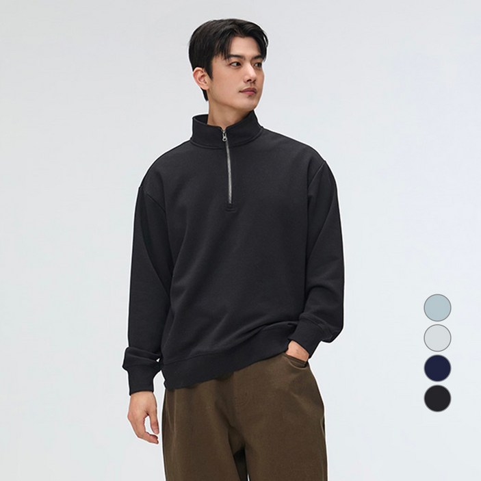 스파오 남성용 프렌치테리 레귤러핏 하프 집업 스웨트셔츠 SPMWF23C01