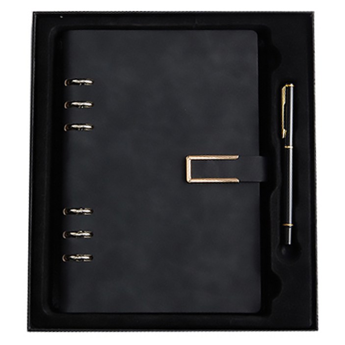 블랙스완 비즈니스 루스 노트 선물세트, 사각버튼 블랙, 1세트