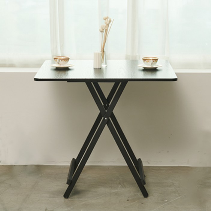 원목접이식식탁 픽차 접이식 식탁 테이블 80x80cm, 블랙