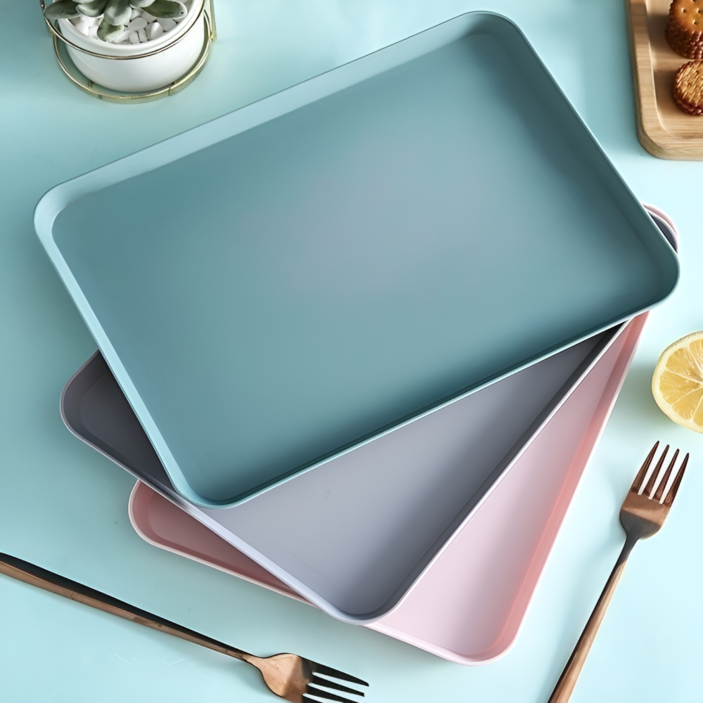 모던 칼라 사각 트레이 3종 세트, 블루, 그레이, 핑크, 1세트