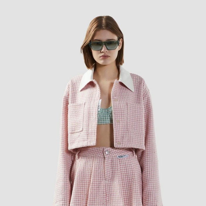 GCDS 여성용 트위드 크롭 자켓 DKOBA21060