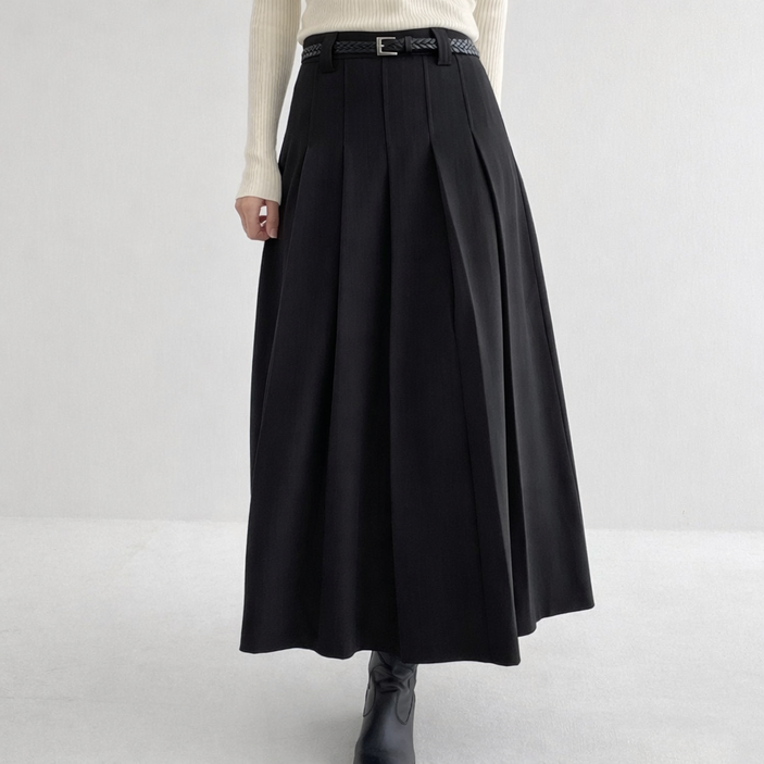 라라온 플리츠 롱 뒷밴딩 치마 TSP3018