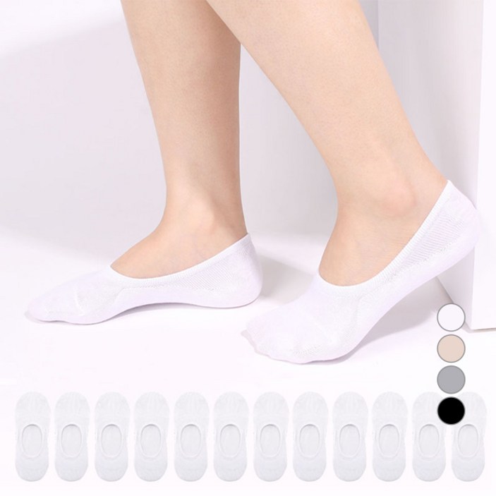 두발로 여성용 안벗겨짐 자물쇠 페이크삭스 실속형 12켤레