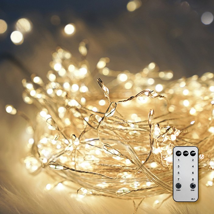 홈트너 크리스마스 트리장식 좁쌀전구 500구  점멸기  리모컨 세트, 전구색투명선, 500구, 15m, 1세트