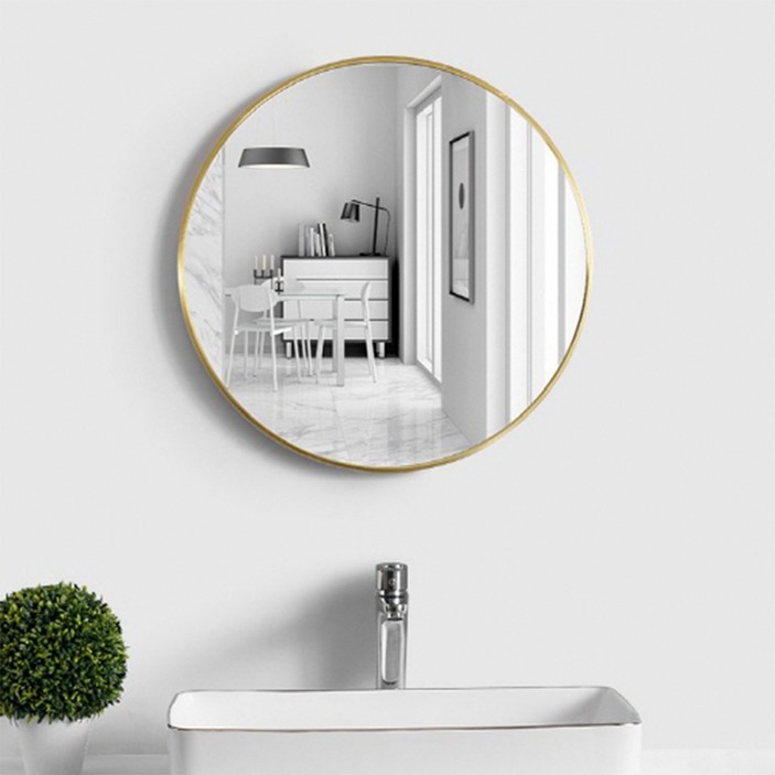 원형거울 무타공마켓 무타공 모던 원형 거울 50cm, 골드