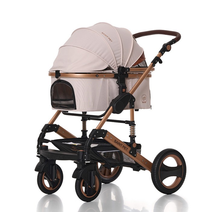 세인트펫 프리미엄 강아지유모차 알루미늄 프레임 30.5cm 대형바퀴 에버메이트 엘리트, 3.아이보리