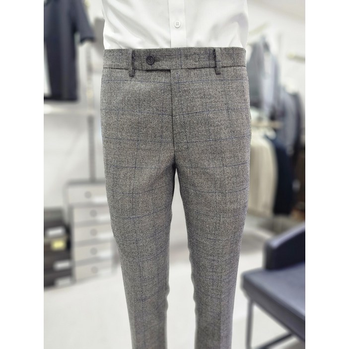 파렌하이트 F/W 브라운 윈도우페인 체크 레귤러핏 팬츠_F2238BR_BP