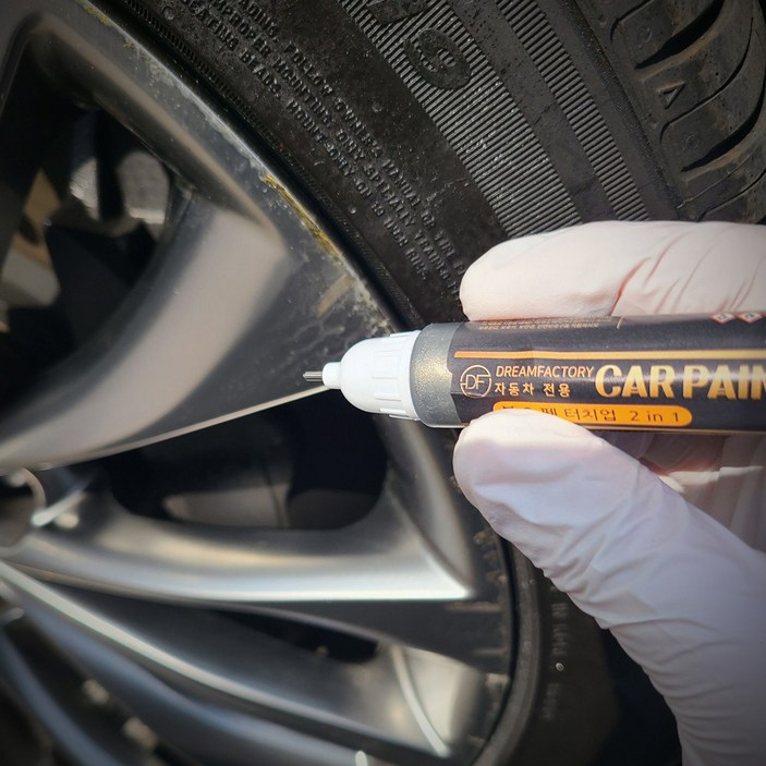 드림팩토리] 차량용 휠기스 스크레치 보수용 붓 펜 2in1 카페인트, 02. 실버, 1개