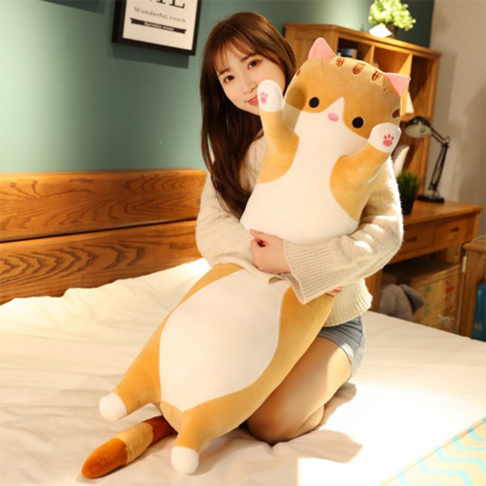 YOUPAN 대형 고양이 바디필로우 쿠션 커버 안고자는베개 쿠션, 브라운 YOUPAN 대형 고양이 바디필로우 쿠션 커버 안고자는베개 쿠션, 브라운