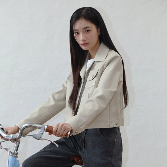 [백화점출고] 잇미샤 [25 S/S] 오픈카라 에코레더 자켓 ITP2ZLJ760