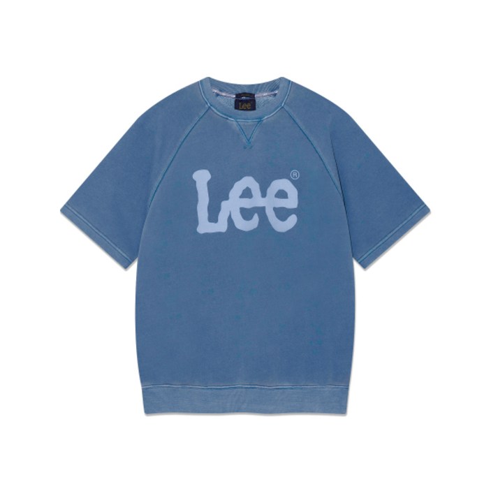 LEE 빅 트위치 로고 다잉 반팔 맨투맨 피그먼트 블루