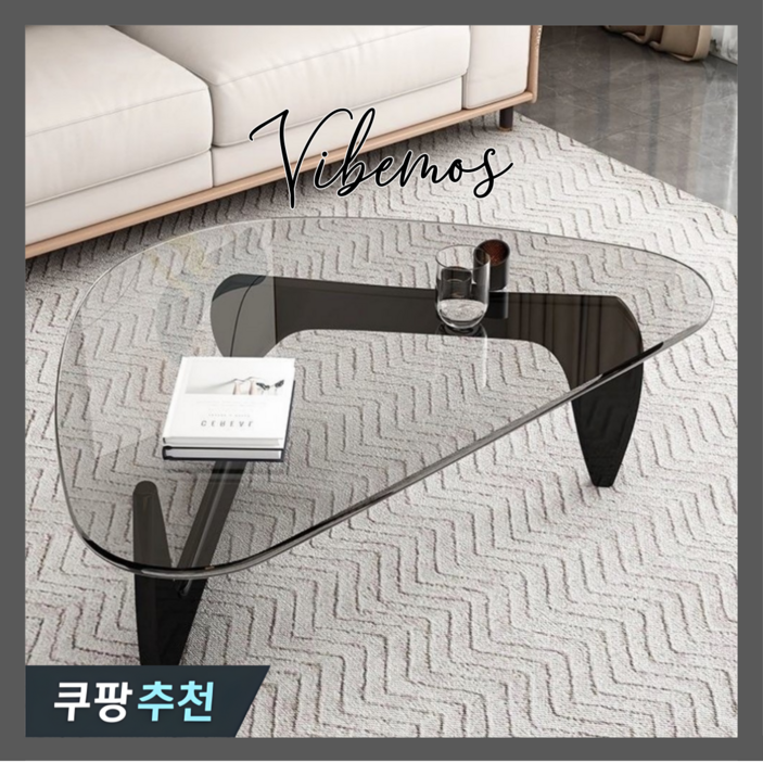 Vibemos 모던 거실테이블 강화유리 협탁테이블, 오크 Vibemos 모던 거실테이블 강화유리 협탁테이블, 오크