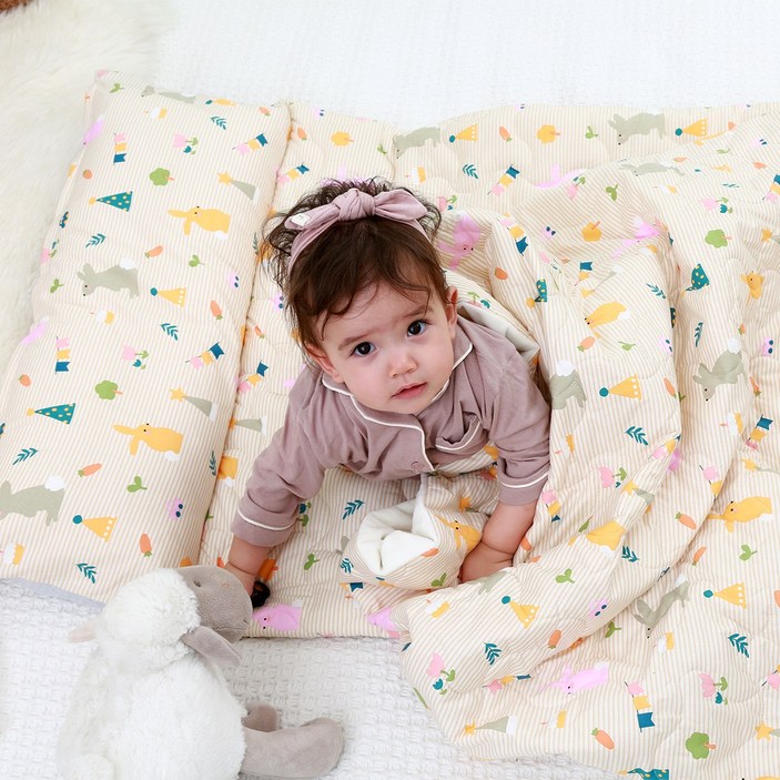 베베로시 프리미엄 사계절 리버시블 어린이집 낮잠이불세트 일체형 순면풍기인견3D에어매쉬, E.덕하우스