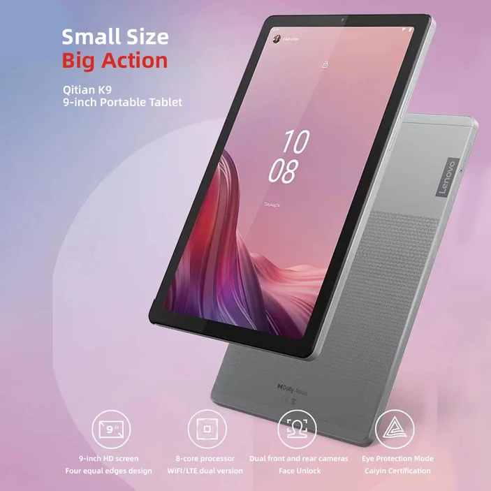 글로벌 펌웨어 레노버 패드 K9 태블릿 9인치 휴대용 4G64G 안드로이드 Tab 북극 회색 LTE WIFI 5100mAh