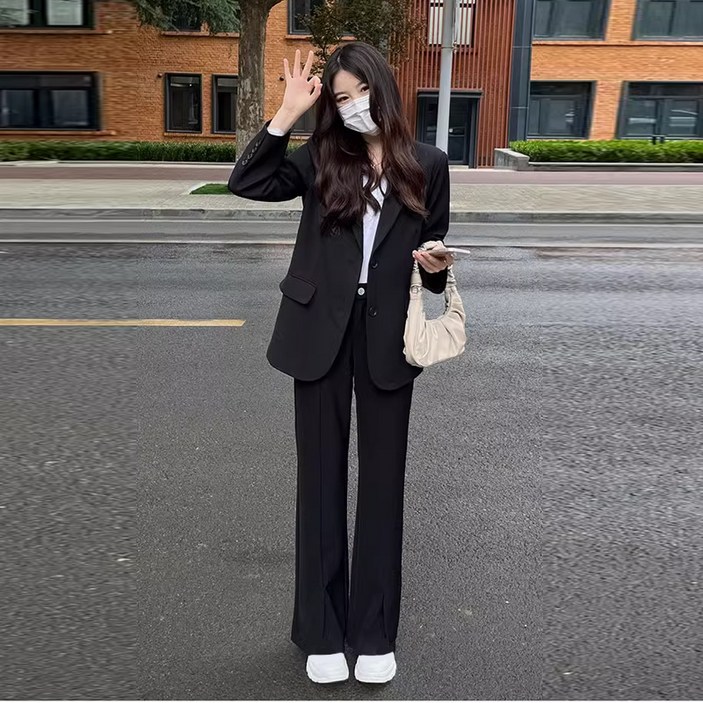 ANYOU 여자 봄가을 여성정장 세트 루즈핏 면접복장