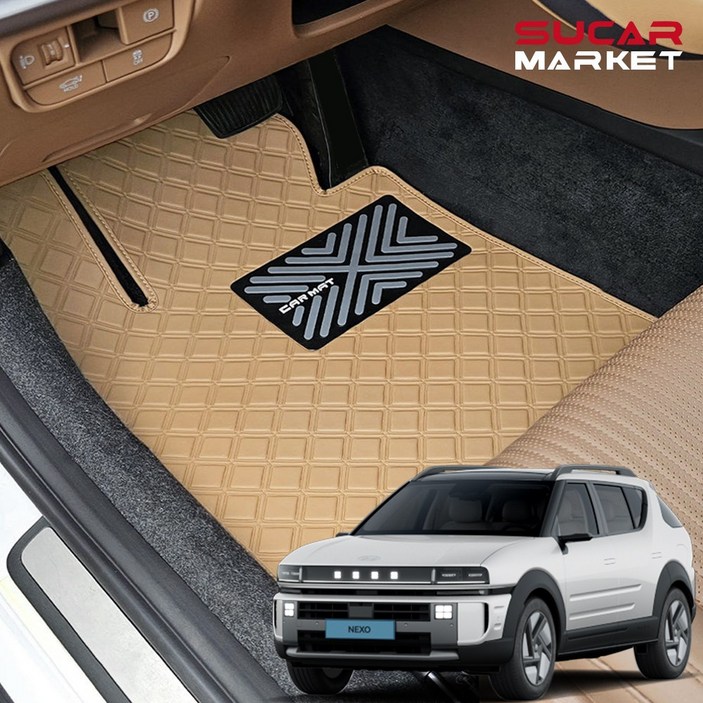 안다미로 2025 넥쏘 2세대 스퀘어 가죽 디자인 바닥매트 발판 트렁크 자동차용품