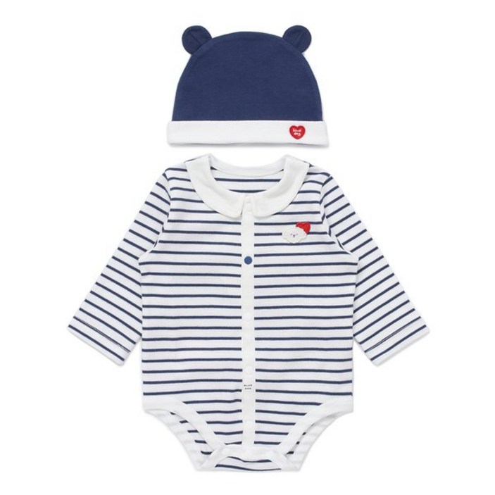 편하고 활동적인 블루독베이비 NY)카라 바디수트(45A70-040-07) 출산 선물, 백일 돌 선물