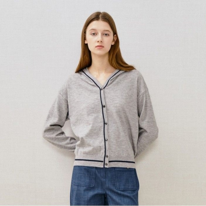 더아이잗 컬러 라인 후드 가디건 IR3M1CD851DH1957426