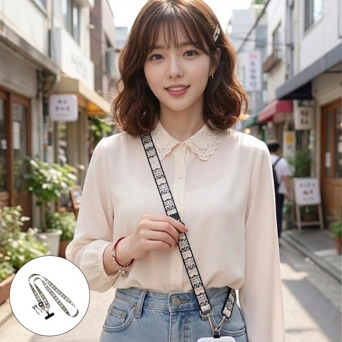 꼬임방지 넓은 2cm 핸드폰 크로스바디 스트랩 어깨편안
